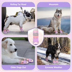 SlowTon Dog Shoes for Large Small Medium Dogs - Breathable Dog Boots for Summer Hot Pavement, Paw Protector for Outdoor Walking Winter Snow, Anti-Slip Rubber Dog Booties for Hardwood Floor (PI, 7)