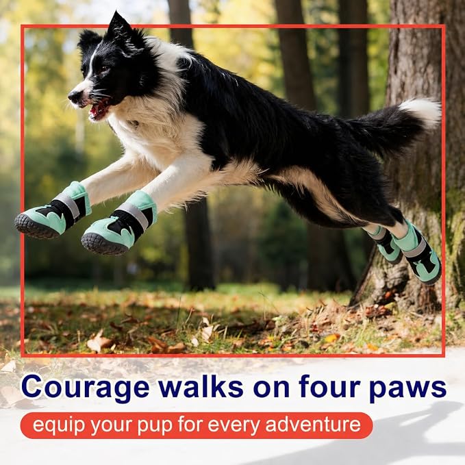 Dog Shoes for Hot Pavement,Non-Slip Breathable Mesh Dog Boots with Reflective Adjustable Straps,Waterproof Paw Protectors for Small Medium Large Dogs,Summer Hiking Walking,4#,Green