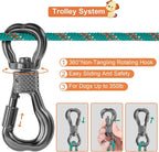XiaZ Dog Tie Out Cable for Camping, 50ft Portable Overhead Trolley System for Dogs up to 200lbs，Dog Lead for Yard, Camping, Parks, Outdoor Events,5 min Set-up