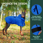 Kuoser Dog Raincoat, Waterproof Dog Rain Jacket with Clear Hooded Double Layer, Lightweight Reflective Dogs Rain Coat with Adjustable Belly Strap, Rain Coats for Medium Dogs Outdoor Wear, Blue M