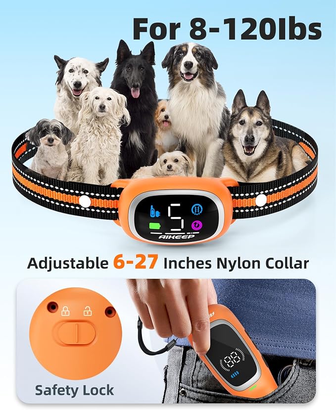 2-in-1 Dog Shock Collar and Bark Collar for Dogs – 3300FT Dog Training Collar with Remote, IP67 Waterproof e Collar with Anti-Bark/Beep/Vibration/Shock Modes for Small Medium Large Dog(8-120Lbs)