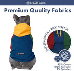 Spark Paws Dog Hoodie – Premium Dog Sweater for Small, Medium, and Large Dogs | Warm Outfits for French Bulldogs, Pitbull, Puppy, Winter Jacket Alternative - Primary Color Block - 5XL