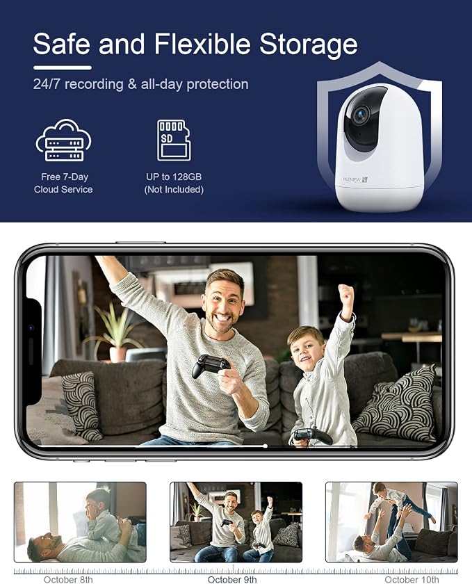Indoor Security Camera 2K, Pet Camera with Phone App, WiFi Cameras for Home Security Camera for Dog/ Baby Monitor/Elder Pan Tilt, 5/2.4GHz, 24/7, 2-Way Talk, Human Detection, Motion Tracking, Cloud | Human Detection, Motion Tracking, 2-Way Talk, 24/7 W...