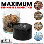 Pawvac 3 Ounce Vacuum Sealed Pet Food Storage Container; Black Cap & Clear Body/Black Paws