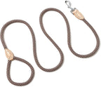 Mile High Life Dog Leash with Genuine Leather Connection, 4/5/6 FT | Rope Leash, Heavy Duty 360° Swivel Metal Clasp, for Small Medium & Large Dogs Walking (Brown, 48 Inch-1/2)