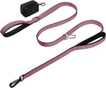 Double Handle Dog Leash with Poop Bag Holder and Car Seat Belt Buckle | Heavy Duty | Double Handle | with Poop Bag Holder | with Car Seat Belt Buckle | Reflective | Lightweight