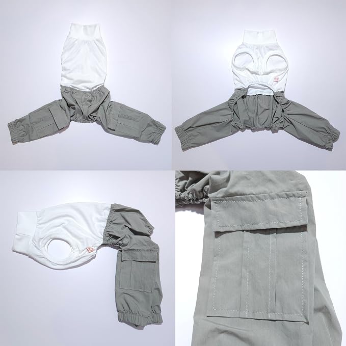 D Doggy Star Italian Greyhound Clothes Cargo Pants Onesie Outfit Whippet for Dog Coat (3XL,Grey Cargo)