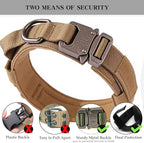 Tactical Dog Collar Adjustable Military Nylon Dog Collar with Control Handle and Heavy Duty Metal Buckle for Medium and Large Dogs (Brown,XL)