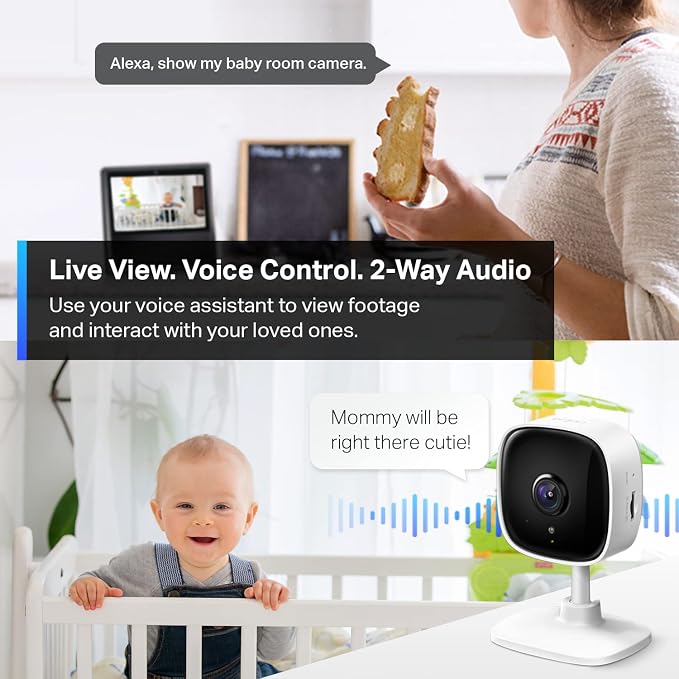 Tapo 2K Indoor Security Camera, Baby Monitor, Dog Camera, Wired, C110P4 | Motion Detection, 2-Way Audio Siren, Night Vision, Cloud & SD Card Storage(Up to 512GB), Works w/Alexa & Google Assistant