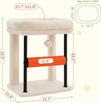 Hey-brother Cat Tree, Sturdy Tower with Sisal-Wrapped Columns, MPJ010SM | 18.9 Inches Cats Scratching Posts with Bed, Plush Toy Ball for Indoor Kittens, Beige