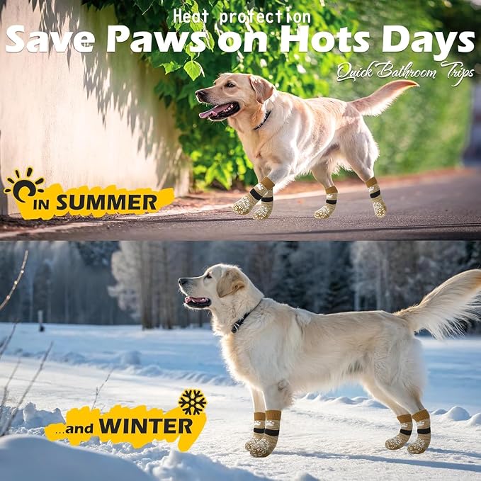 EXPAWLORER Anti Slip Dog Socks to Prevent Licking Paws, Dog Shoes for Hot Pavement, Dog Booties for Small Medium Large Senior Dogs, Traction Control Boots & Paw Protectors for Hardwood Floors