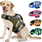 Kuoser Reflective Dog Life Jacket, Dog Life Vest for Swimming Boating | Adjustable Pet Lifejackets, High Flotation Doggie Swimsuit with Rescue Handle for Small Medium Large Dogs