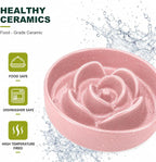 Ceramic Slow Feeder Dog Bowls with Raised Stand, 1.5 Cups Elevated Slow Feeding Bowl for Small and Medium Dogs and Cats, Non-Slip Pet Food Dish Helps Reduce Gulping and Bloating