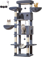 Taoqimiao 76in Cat Tree, Tall Sturdy Cat Tower for Large Indoor Cats MS046G | Easy assembly, Sturdy, Multi Level, Easy Clean, Cozy Condo, Perches, Baskets, Suitable for Kittens and Adult Cats