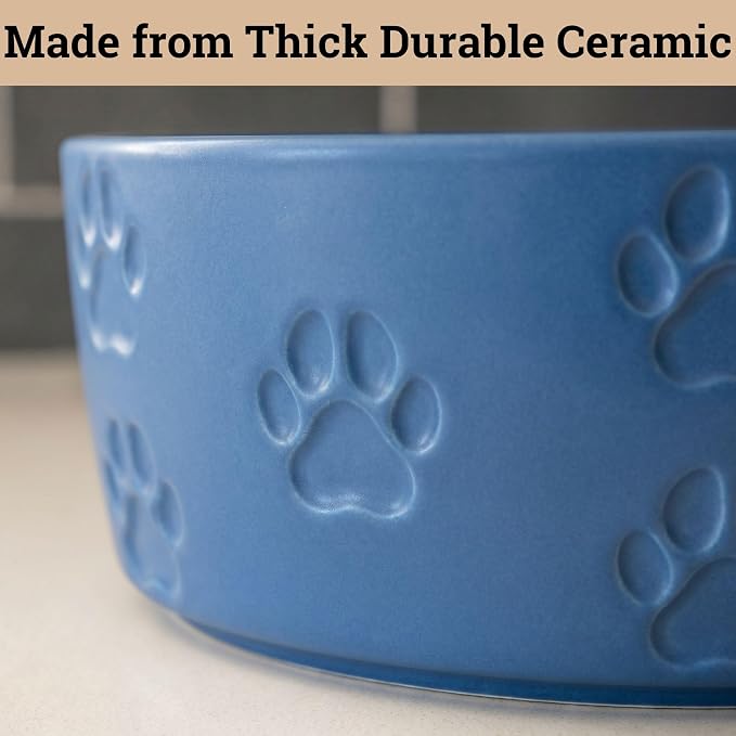 Ceramic Dog Bowl Set of 2 with Anti-Skid Base, 5.5"W x 2"H, 2 Cup Capacity | Thick Ceramic, Dishwasher Safe, Anti-Skid Rubber Base, 2 Cups per Bowl, Ceramic Food and Water Bowls Set of 2 for Small Dogs