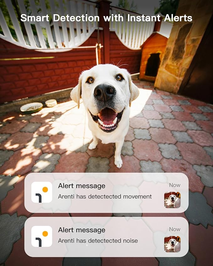 ARENTI 360° View 4MP 5G WiFi 6 Pet Camera P2F 2PC with 64G Local Storage | Pan/Tilt, Auto Tracking, AI Human/Motion/Sound Detection, Night Vision, 2-Way Audio, Custom Zones, Timer Cruise, Sleep Mode