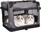 JESPET Soft Cat Crates Kennel, 3 Door Soft Sided Folding Travel Pet Carrier with Straps and Fleece Mat for Dogs, Cats(Dark Grey, Medium(27" L x 20" W x 20" H))