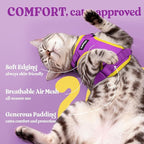 rabbitgoo Cat Harness and Leash Set, Escape Proof Vest, Purple & Yellow | Soft Breathable Mesh, Easy Adjustable Fit, Snap Buckles, Sturdy Clip, Reflective Strips, for Small & Average Cats Walks, Xs
