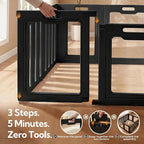 Soulbond Clear Acrylic Dog Playpen Indoor, 24 Inch, Black, 8 Panels | Non-Slip,Tool-Free Assembly, External Door Lock Play Pen for Puppies and Small Dogs