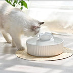 Cepheus Pet Drinking Fountain-2.1L/71oz Ceramic Cat Water Fountain-Automatic Ceramic Water Fountain for Cats and Dogs with with Ultra-Quiet Pump(White)