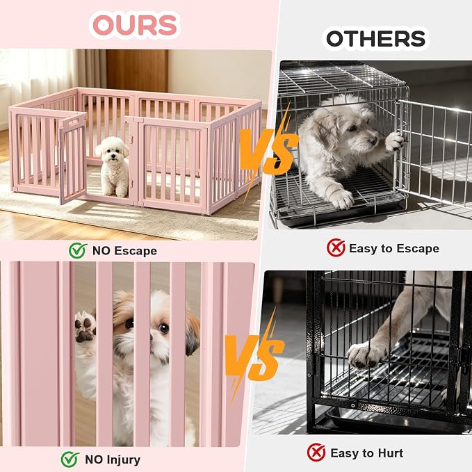 Dog Playpen, Clear Dog Pen, Dog Pen Indoor, Easy to Install and Remove Dog Play Pen, Puppy Playpen Suitable for Dogs, Cats,Dog Playpen Indoor (Pink,23.6 inch Height, 10 Panels)