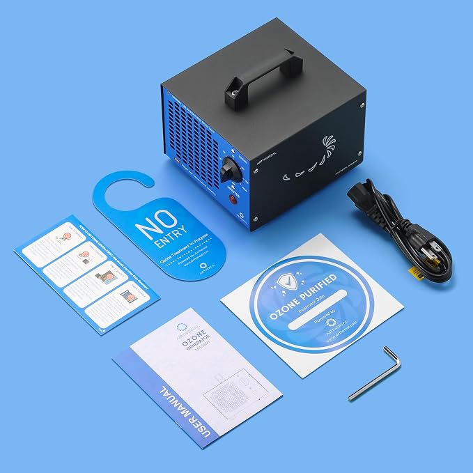 Airthereal MA5000 Ozone Generator, High Capacity, 2000 Sq Ft, Blue | Ozone Air Ionizer for Rooms, Smoke, Cars, Pets, O3 deodorizer