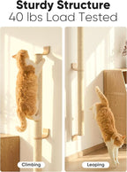FUKUMARU Cat Wall Scratcher, 60" Tall Kitten Scratching Post | Natural Sisal Pole, Wall Mounted Climbing Tree for Indoor Large Cats