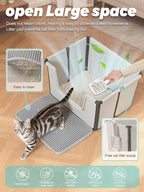 BOLUAMPHC® Large Foldable Cat Litter Boxes for Travel Includes Litter Mat & Scoop，Portable Litter Box for Cats with High Sides for Anti Splashing, Low Entry for Kitty & Old Cat, Easy Clean and Storage