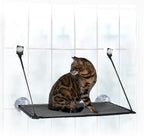K&H Cat Window Perch, EZ Mount Kitty Sill - Fits 27in Wx23in H Glass Spaces | Sturdy Cat Window Hammock Bed, Steel Frame, Sturdy Suction Cups, Washable Shelf Cover, Foldable, 23x12in, Gray