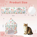 2-in-1 Cat Play Set, Pop-Up Cat Tunnel Rest Hut with Plush Ball Toys | Collapsible Cat Toys Combo with Tent & Ball for Indoor Tunnel, Hiding & Lounging，Suitable forca, dogs, rabbits. Perfect toy.