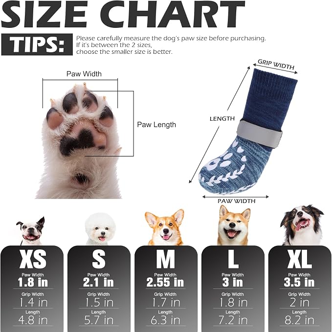 EXPAWLORER Dog Socks to Prevent Licking and Slipping, Summer Dog Shoes for Hot Pavement, Paw Protectors Boots for Hardwood Floors Anti-Slip, Dog Booties for Small Medium Large Senior Dogs XS