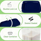 Tight-Lock Rice Container 10-15 Lbs, Airtight Flour Container Dry Food Bin | Plastic Food Container with Scoop, Dry Food Storage Bin Dispenser for Cereal, Sugar, Kitchen, Pantry Organizers and Storage