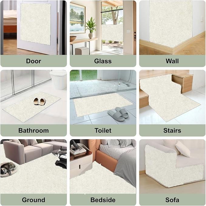SREBAY Cat Scratch Couch Furniture Protector, Self-Adhesive Scratch Pad | 78.7x15.8In Thickened, DIY Climbing Cat Carpet Mat for Door Window Protector, Couch Guard from Claw with Pins&Tape, OffWhite