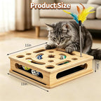Cat Scratch Puzzle Enrichment Box, Bamboo Wooden Cat Nail File Enrichment Toy, Claw Saver Toy for Cats