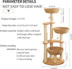 54" Modern Cat Tree Tower for Indoor Cats, Oak Cat Scratching Tree for Multiple Large Cats, Manual Hand Woven Luxury Cat Condo, Unique High-end Design Cat Furniture Activity Centre, Easy Clean