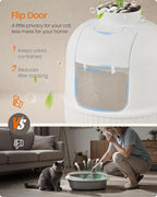 Feandrea Plant Cat Litter Box Enclosure with Artificial Plant, Enclosed Hidden Litter Box Furniture with Door, Carbon Filter, Odor Control, Pebbles, Scoop, Brush, Cloud White UPPT006W101
