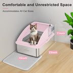 AIPERRO Stainless Steel Litter Box | XL Enclosed Cat Litter Boxes with Lid for Big Cats | High Sided, Anti-Urine Leakage | Non-Stick Bottom & Includes Litter Mat & Metal Scoop