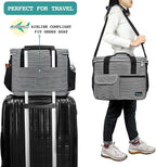 PetAmi Dog Travel Bag Organizer, Pet Travel Kit with 2 Food Containers & 2 Collapsible Dog Bowls, Pet Supplies Tote with Luggage Sleeve, Weekend Road Trip Camping Essentials, Stripe Black, Medium