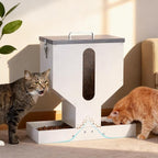 Automatic Cat Feeder 2 Cats Gravity Dual Cat Food Dispenser | Auto Dry Food Dispenser with Strong Anti-Jam System Galvanized Steel Pet Food Station Indoor & Outdoor Double Bowls