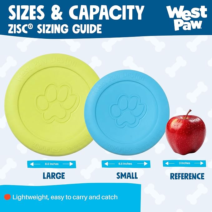 WEST PAW Zogoflex Zisc Dog Flying Disc, High Flying Aerodynamic Disc for Dogs Puppy – Lightweight, Floatable Disc for Fetch, Tug of War, Catch, Play – Doubles as Food/Water Bowl, Large 8.5", Glow