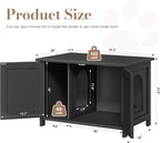 JY QAQA Cat Litter Box Enclosure,Litter Box Furniture Hidden with Barn Door,Wooden Washroom Furniture,Cat House,Fit Most of Litter Box,Black