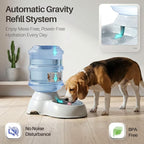 Flexzion Automatic Pet Feeder & Waterer Set of 2 Pack, Self Feeding Replenish Dog Cat Bowls, Gravity Food & Water Storage Container Fountain Jug Pet Supplies Plastic Skid Proof Rubber Feet (1 Gallon) | Self-replenishing dry food station with non-skid f...