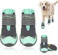 SlowTon Dog Shoes for Large Small Medium Dogs - Waterproof Dog Boots for Summer Hot Pavement, Paw Protector for Outdoor Walking Winter Snow, Anti-Slip Rubber Dog Booties for Hardwood Floor (GR, 3)