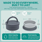 Dog Travel Bowls - Set of 2 Portable Pet Food & Water Dishes with Lid & Handle - Each Nesting Container Includes a Non-Slip Silicone Base - Microwave & Dishwasher Safe - BPA & Toxin-Free