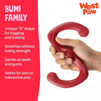WEST PAW Zogoflex Bumi Dog Tug Toy – S-Shaped, Lightweight Chew Toys for Fetch, Play, Pet Exercise – Tug of War Soft Flinging Squishy Chewy Toy for Dogs – Guaranteed, Latex-Free, Large 9.5", Ruby