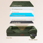 EHEYCIGA Orthopedic Small Dog Bed, Waterproof Memory Foam Washable Pet Beds | Non-Slip Bottom and Egg-Crate Foam Medium Pet Couch Bed with Washable Removable Cover, Dark Green