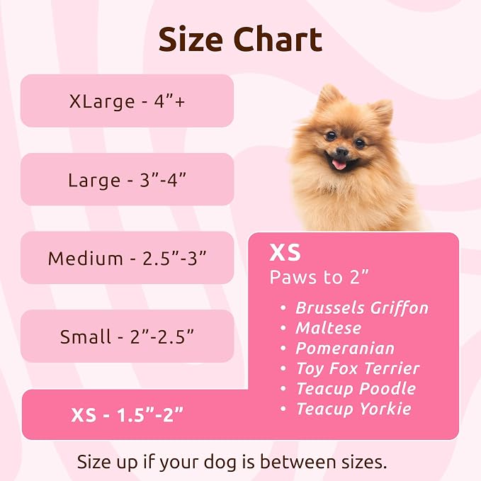 PawZ Rubber Dog Boots for Small Paws - All-Weather Waterproof Dog Shoes, Anti-Slip Traction for Rain, Snow, Mud & Hot Pavement - Pull-On Dog Booties, Pink - X-Small (1.5"-2") - Pack of 24