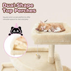 SHA CERLIN 82 inch Cat Tree Tower, Multi-Level Cat Condo with Plush Perches, Sisal Scratching Posts, Hammock and Toys, Stable Cat Tower for Kittens and Adult Cats, Beige