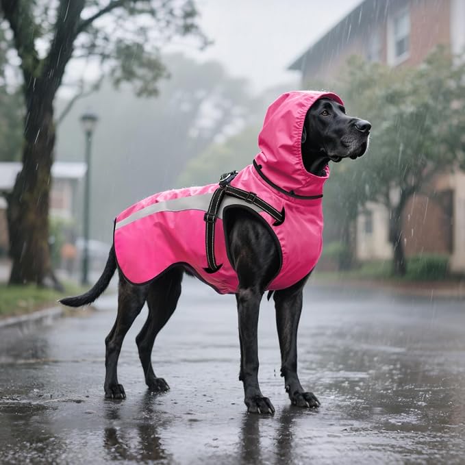 Dog Raincoat Waterproof Raincoats for Dog Reflective Dogs Rain Jackets with Hood Hoodie Pet Rain Poncho Coat for Small Medium Large Dogs Puppies S-XXL (Pink, XXL)