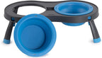 Dexas Pets Double Elevated Pet Feeder, Pro Blue, Small/1 Cup Capacity Bowls (PW1004322194)